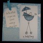 New baby handmade card - Large 8 inch card - I hand colour the image in , no clever computer stuff