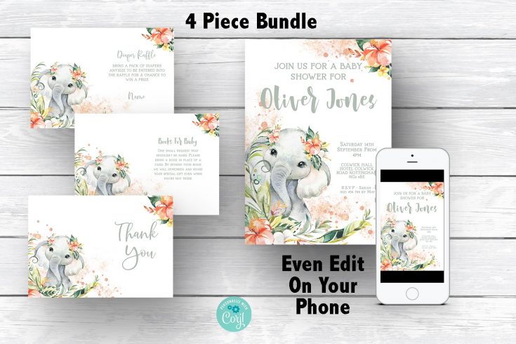 Elephant Baby Shower Bundle Elephant Baby Shower Bundle