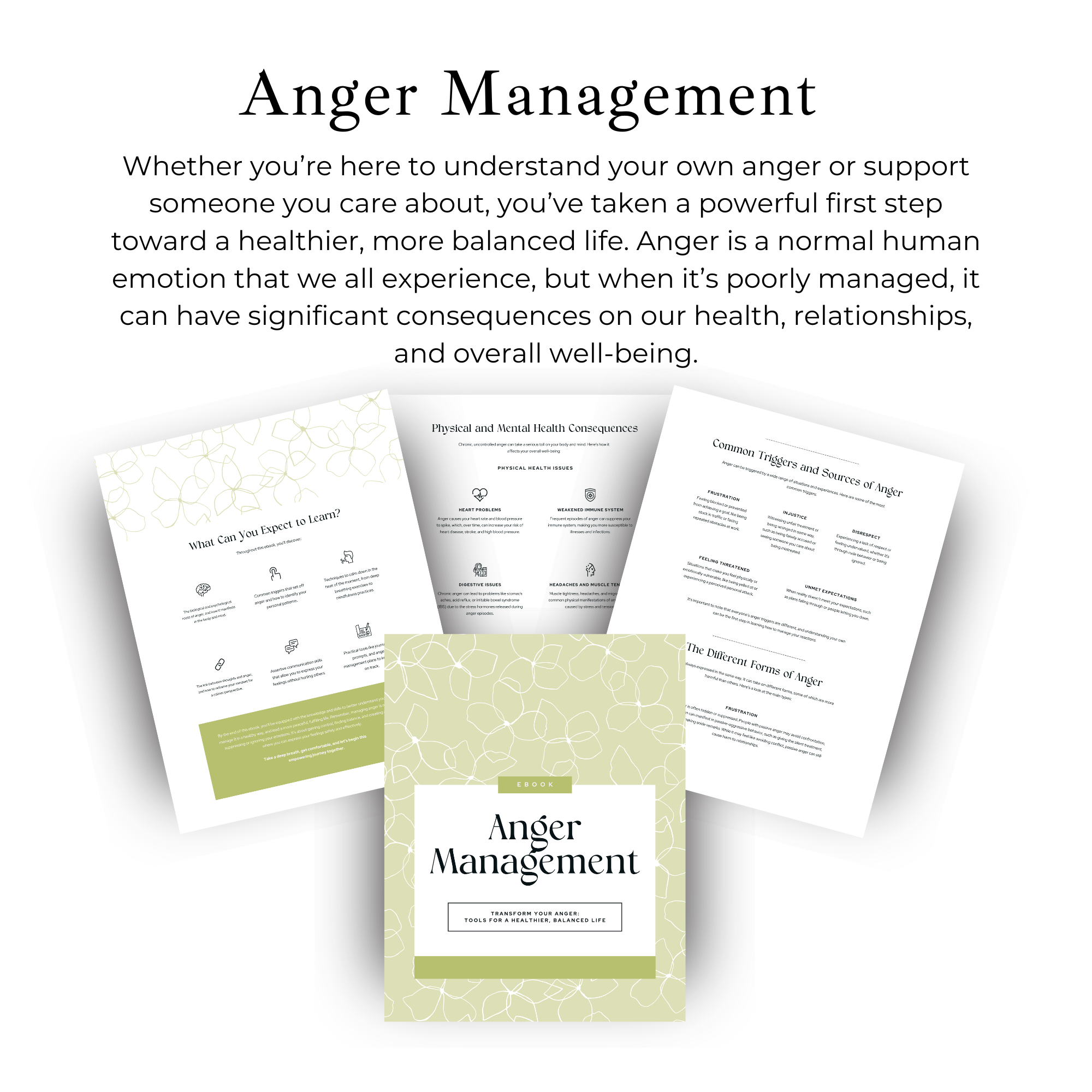 Anger Management Workbook: 32-Page Printable Guide for Healthy Emotions